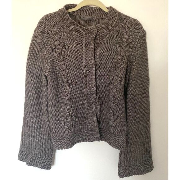 Anthropologie Elsamanda Sweater Brown Long Sleeve Knit Cardigan Sz M - Picture 2 of 12